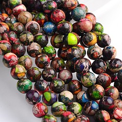 Dyed Natural Imperial Jasper Round Beads Strands, Colorful, 10mm, Hole: 1mm, about 39pcs/strand, 16 inch.(X-G-M274-06-10mm)