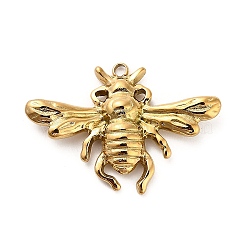 304 Stainless Steel Pendants, Bees Charm, Real 18K Gold Plated, 19x27.5x3.5mm, Hole: 1.5mm(STAS-P385-02B-G)