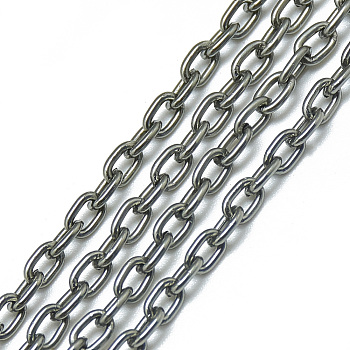 Aluminum Cable Chains, Unwelded, Oval, Gunmetal, 4.6x3.1x0.8mm