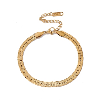 316 Stainless Steel Flat Link Chain Bracelet for Women, Golden, 6-3/4 inch(17cm)