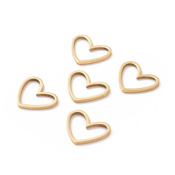201 Stainless Steel Linking Rings, Laser Cut, Asymmetrical Heart, Real 18K Gold Plated, 10.5x13x1mm.