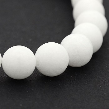 Natural White Jade Round Bead Strands, Grade A, White, 8mm, Hole: 1mm, about 48pcs/strand, 14.9 inch