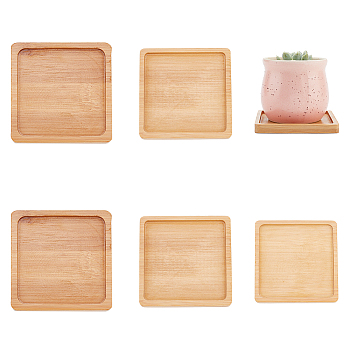 AHADEMAKER 6Pcs 3 Style Bamboo Saucer for Succulent Planter Pots, Serving Tray, Square, Peru, 80~100x80~100x9mm, 2pcs/style