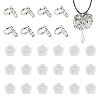 Brass Tube Bails, Loop Bails, with Plastic Ear Nuts, Tube, Silver, 8x8x6mm, Hole: 4mm