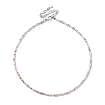Glass Beaded Necklace, with Alloy Clasps, Plum, 16.10 inch(40.9cm)