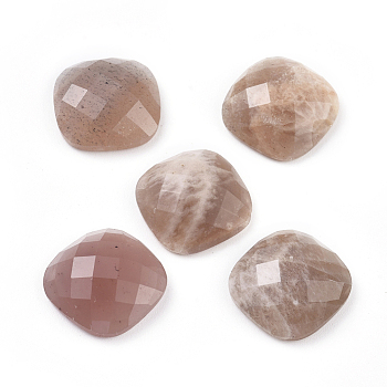 Natural Sunstone Cabochons, Faceted, Square, 15.5x15.5x5.5mm