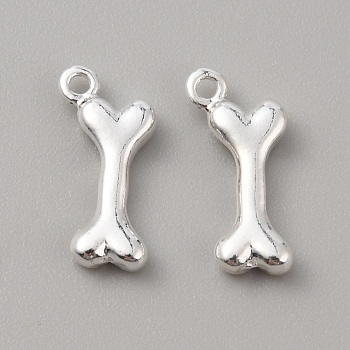 Alloy Pendants, Bone Charm, Silver, 16.5x7.5x3mm, Hole: 1.5mm