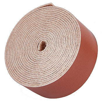 Glossy Style PU Leather Ribbon, Flat, Saddle Brown, 1 inch(25mm), about 2.19 Yards(2m)/Roll