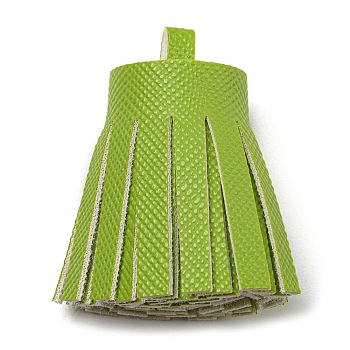 Imitation Leather Tassel Pendant Decorations, Yellow Green, 36x20~25mm, Hole: 6x5.4mm