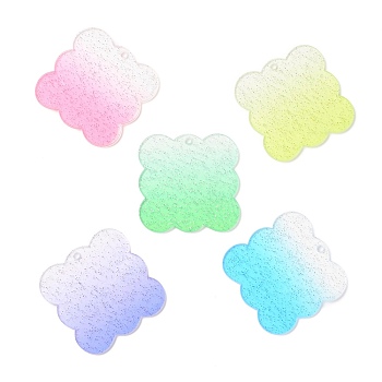 Transparent Acrylic Pendants, with Glitter Powder, Square, Mixed Color, 49x49.5x2.3mm, Hole: 3mm