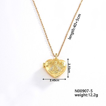 European and American Fashion Heart Shaped Brass Crystal Rhinestone Locket Pendant Necklaces, with Cable Chain for Women Girl, Triangle, 15.75 inch(40cm)+5cm