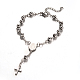 Pulseras de abalorios del rosario con la cruz(BJEW-E282-03P)-1