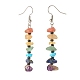 Natural & Synthetic Mixed Gemstone Chip Beaded Dangle Earrings with Glass(EJEW-JE04841)-2