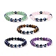 5 pièces de lapis-lazuli naturel (teint) & améthyste & oeil de tigre & perles d'aventurine verte ensemble de bracelets extensibles(BJEW-JB08936)-1