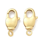 Brass Lobster Claw Clasps, Cadmium Free & Lead Free, Rack Plating, Long-Lasting Plated, Oval, Matte Gold Color, 14x6x3mm, Hole: 1.8mm(KK-D229-14MG-02)