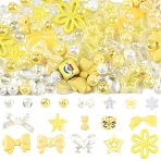 100Pcs 18 Styles Transparent & Opaque Acrylic Beads, Mixed Shapes, Yellow, 9~31x10~34x3.5~14mm, Hole: 1.5~4mm(MACR-FS0002-40)