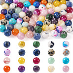 100Pcs 20 Style Natural Mixed Gemstone Beads, Round, Mixed Color, 8~8.5mm, Hole: 0.8~1mm, 5pcs/style(G-KS0001-07)