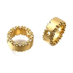 Brass Bead Frame, Round Ring, Real 18K Gold Plated, 9.5x4mm, Hole: 1.2mm(KK-F913-01A-G)