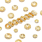 150Pcs 3 Style Brass Grade A Rhinestone Spacer Beads, Golden Plated, Rondelle, Nickel Free, Crystal, 50pcs/style(RB-NB0001-20-NF)