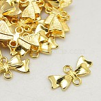 Alloy Links, Nickel Free, Lead Free and Cadmium Free, Bowknot, 20x10x3mm, Hole: 2mm(PALLOY-EA11930Y-G-NF)