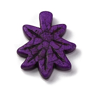 Synthetic Turquoise Pendants, Leaf Charms, Dyed, Purple, 30x24x4mm, Hole: 1.4mm(G-C147-04A)