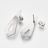 201 Stainless Steel Stud Earring Findings, with Ear Nuts and 304 Stainless Steel Pins, Cone, Stainless Steel Color, 28x11mm, Hole: 1.6mm, Pin: 0.7mm(X-STAS-S079-54B)