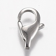 Polished 316 Surgical Stainless Steel Lobster Claw Clasps, Stainless Steel Color, 13x8x3mm, Hole: 2x1.5mm(STAS-Z013-06D)