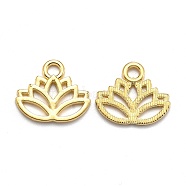 Tibetan Style Alloy Charms, Yoga Lutos Cadmium Free & Lead Free, Golden, 15x17x1mm, Hole: 3mm, about 1305pcs/1000g(TIBEP-36884-G-RS)