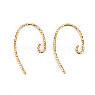 304 Stainless Steel Earring Hooks, with Horizontal Loop, Real 14K Gold Plated, 22x13x1mm, Hole: 1.5mm, 18 Gauge, Pin: 1mm(STAS-S116-256G)