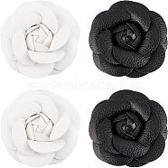 4Pcs 2 Colors PU Leather Artificial Flower Ornament Accesories, Mixed Color, 67x22mm, 2pcs/color(FIND-CA0004-81)