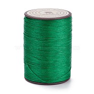 Flat Waxed Polyester Thread String, Micro Macrame Cord, for Leather Sewing Stitching, Green, 0.8~0.9x0.3mm, about 109.36 Yards(100m)/Roll(YC-D004-01-035)