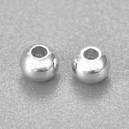 304 Stainless Steel Beads, Round, Silver, 3x2mm, Hole: 1.2mm(STAS-H400-3mm-45S)