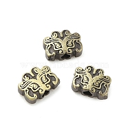 Tibetan Style Rack Plating Brass Bead, Long-Lasting Plated, Taotie, Brushed Antique Bronze, 4.5x6x2.5mm, Hole: 1.2mm(KK-Q805-24AB)