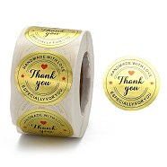 1.5 Inch Thank You sticker, Self-Adhesive Kraft Paper Gift Tag Stickers, Adhesive Labels, Flat Round, Gold; Flat Round: 38mm, 500pcs/roll(X-DIY-G021-12C)