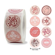 Self Adhesive Paper Stickers, Colourful Roll Sticker Labels, Gift Tag Stickers, Flower Pattern, 2.5x0.1cm, 500pc/roll(X-DIY-M023-07A)