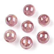 Translucent Resin Beads, Glitter Beads, Round, Indian Red, 8x7.5mm, Hole: 1.8mm(RESI-Z015-04B)