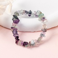 Unisex Chip Natural Fluorite Beaded Stretch Bracelets, Inner Diameter: 1-3/4~2 inch(4.5~5cm)(BJEW-S143-14)