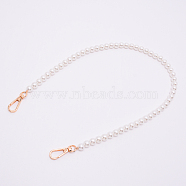 White Acrylic Round Beads Bag Handles, with Zinc Alloy Swivel Clasps and Steel Wire, for Bag Replacement Accessories, Light Gold, 60.5cm(FIND-TAC0006-21B-01)