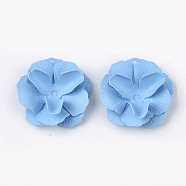 Iron Pendant Cabochon Settings, Flower, Deep Sky Blue, Tray: 5mm, 29~30x29~30x10mm(X-MAK-N028-01A)