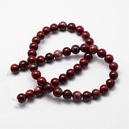 Natural Red Jasper Beads Strands, Round, 8mm, Hole: 1mm, about 48pcs/strand, 15.5 inch(G-K140-A-8mm)