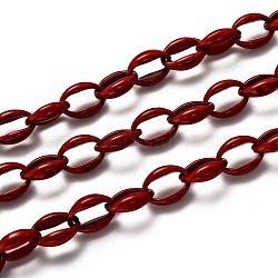 Spray Painted Alloy Cable Chains, Cadmium Free & Lead Free, with Spool, Unwelded, Dark Red, Links: 16x11.5x5.5mm(LCHA-L001-02B)