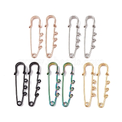 Ion Plating(IP) 304 Stainless Steel Safety Pins Brooch Findings, Kilt Pins with Triple Loops for Lapel Pin Making, Mixed Color, 51x16x7mm, Hole: 1.8mm, pin: 1.3mm(STAS-I673-06)