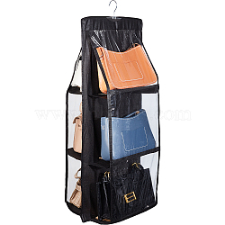 Hanging Non-woven Storage Bags for Handbag Purse, Rectangle, Black, 900x355x1mm(AJEW-WH0009-07A)