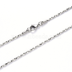 Non-Tarnish 304 Stainless Steel Coreana Chain Necklace, with Lobster Claw Clasp, Stainless Steel Color, 19.68 inch(50cm)x1mm(NJEW-S420-006B-P)