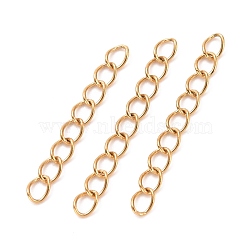 Ion Plating(IP) 304 Stainless Steel Curb Chains Extender, Golden, 25mm, Link: 4x3x0.5mm(STAS-WH0032-02B-G)
