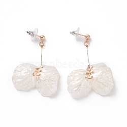 Acrylic Imitation Shell Dangle Earrings, Alloy Drop Earrings with 925 Sterling Silver Pins for Women, White, 60mm, Pin: 0.8mm(EJEW-L281-01KCG)
