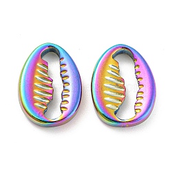 304 Stainless Steel Pendants, Shell Shape Charms, Rainbow Color, 17.5x13.5x3mm, Hole: 15x3mm(STAS-I202-27RC)