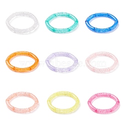 9Pcs 9 Color Candy Color Acrylic Curved Tube Chunky Stretch Bracelets Set for Women, Mixed Color, Inner Diameter: 2-1/8 inch(5.3cm), 1Pc/color(BJEW-JB08134)