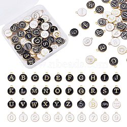 6 Sets 6 Style Golden Alloy Enamel Charms, Flat Round with Constellations & Number & Alphabet, Golden, 1 set/style(ENAM-SZ0002-05)