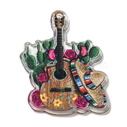 Opaque Acrylic Sided Pendants, Guitar, 42x32.5x2.5mm, Hole: 2.4mm(MACR-D027-04E)